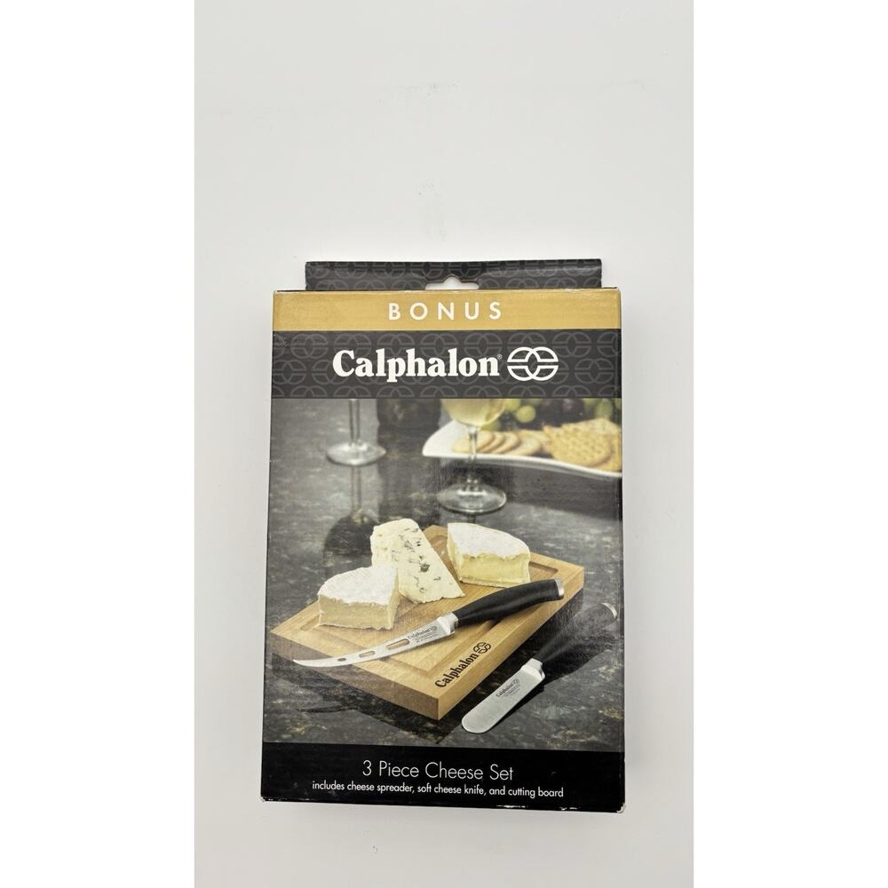 Calphalon CONTEMPORARY Cutlery Cheese KNIVES & BOARD Set 9"x6"x3/4", 3 Piece Set
